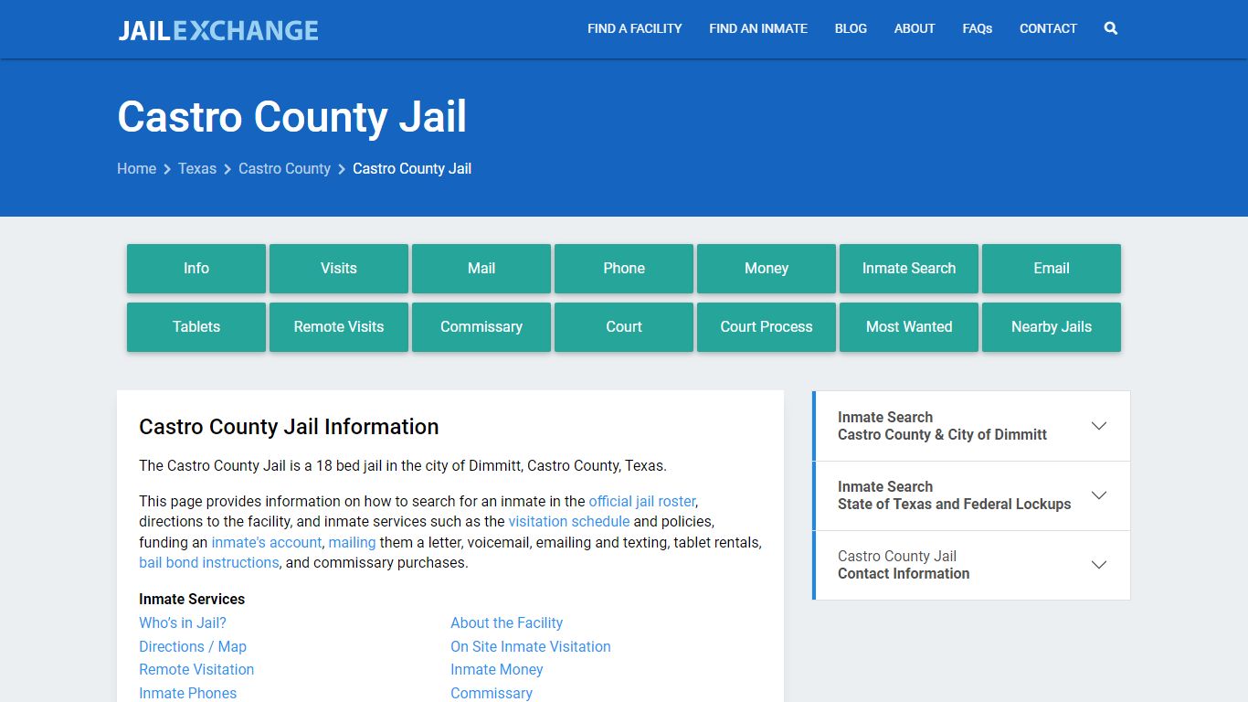 Castro County Jail, TX Inmate Search, Information